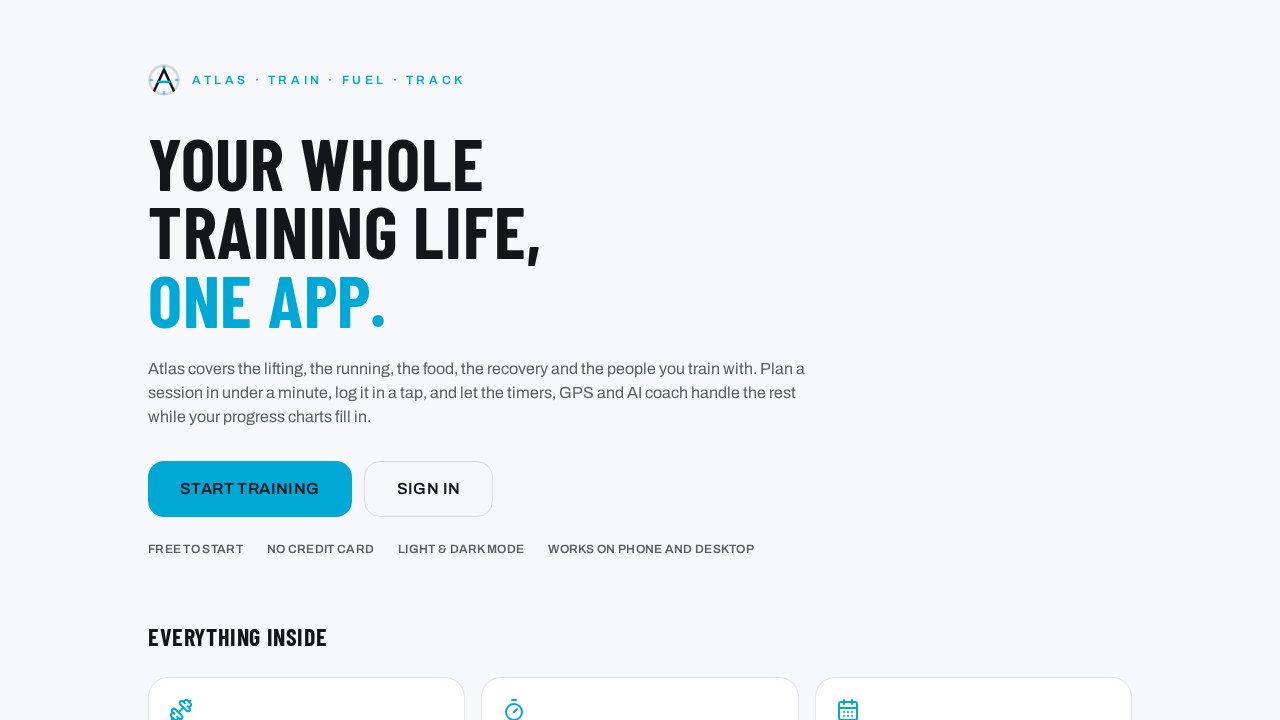 Screenshot of Atlas Fitness
